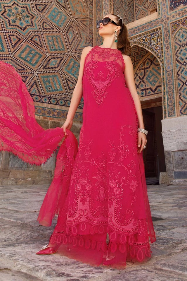 princess polly baby blue dress Chiffon Brown Salwar Kameez Pakistani Party Dresses – Nameera by Farooq main image 1
